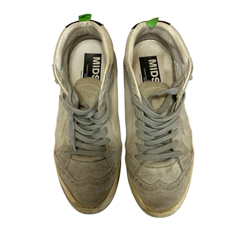 Golden Goose Mid Star Beige Leather Lace Up Round Toe  Mid Top Sneakers Size 7.5 - Picture 2 of 5